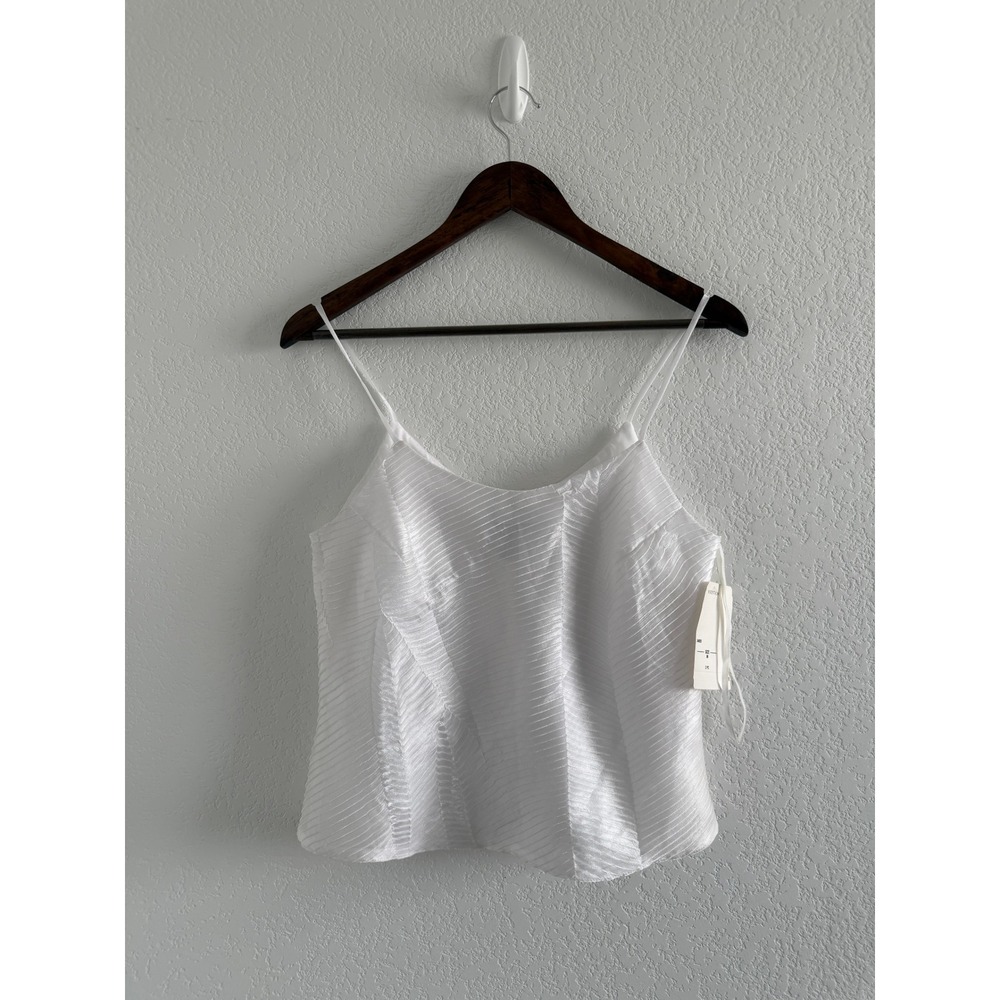 MSK Y2K Style Camisole Size M White Textured Chevron Pleated Straps